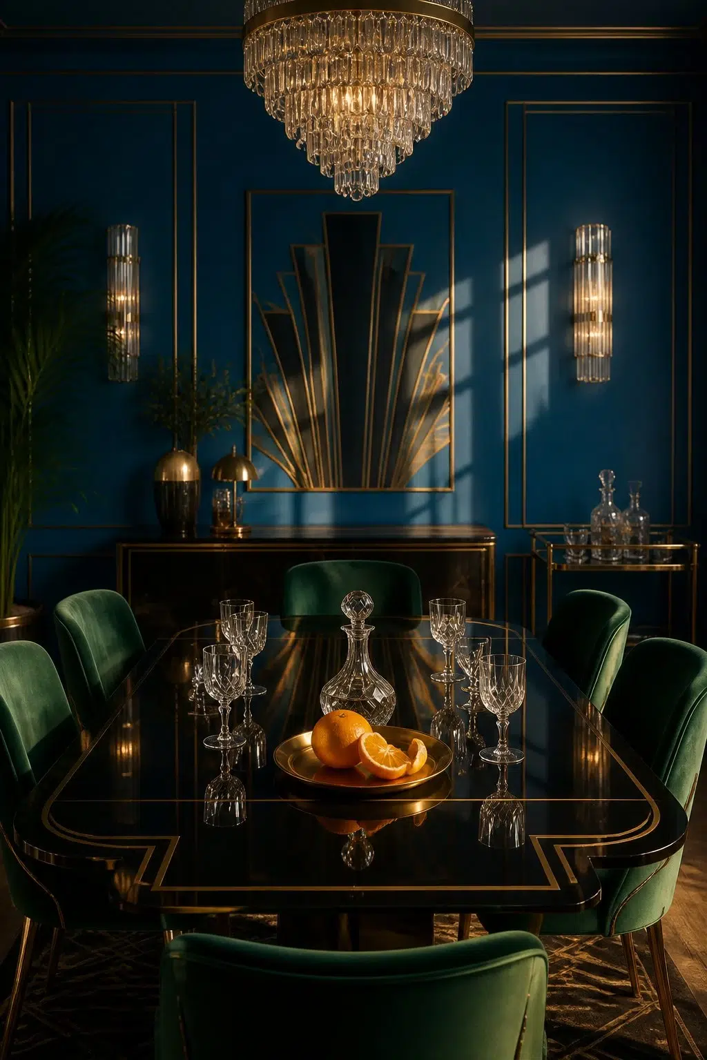 Blue Plate paint in a art deco dining room