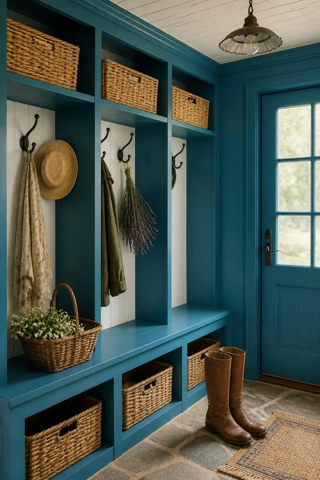 Blue Plate paint in a cottagecore mudroom