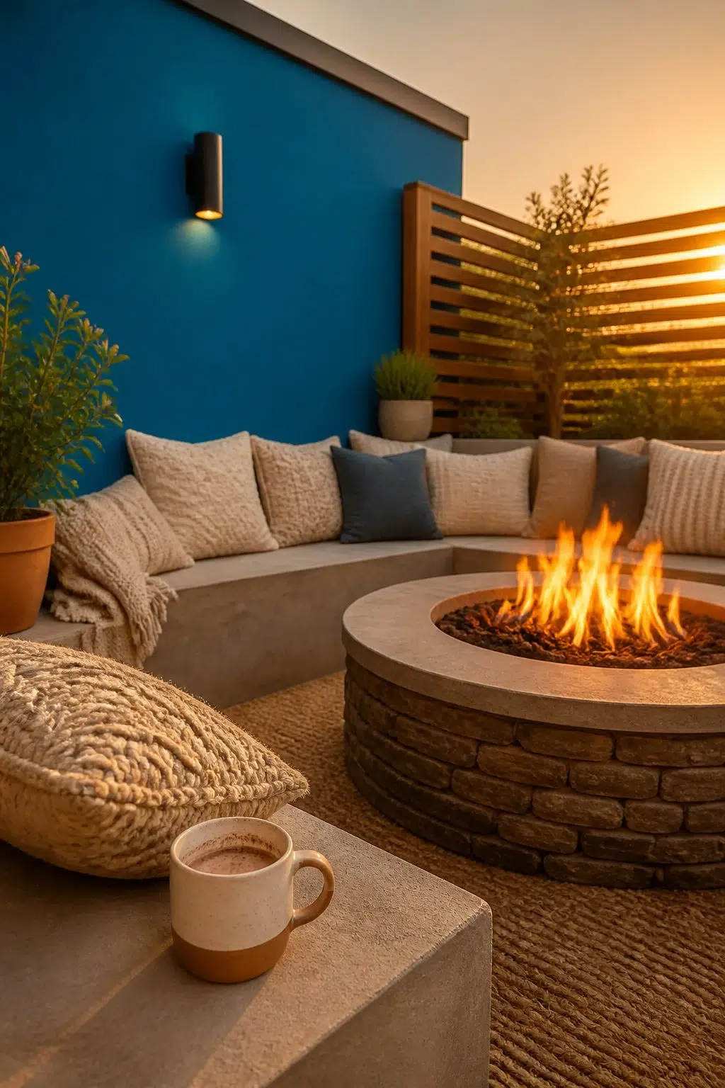warm patio featuring Blue Plate by Sherwin-Williams
