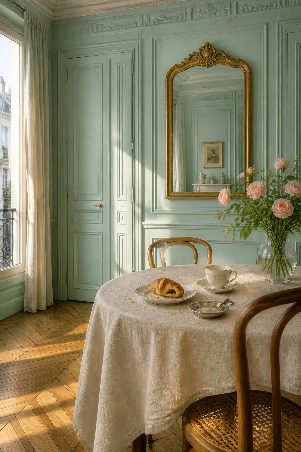 Blue Sky paint in a parisian dining room