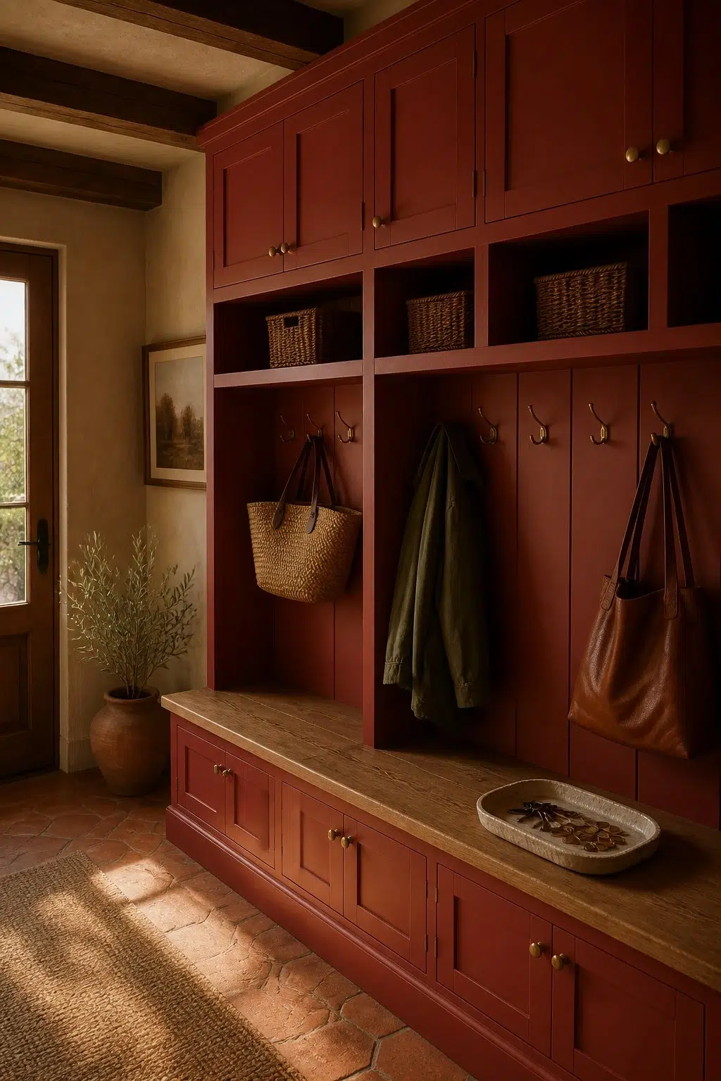 Bolero paint in a earthy mudroom