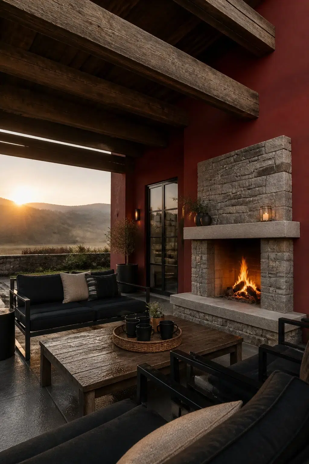 rustic modern patio featuring Bolero by Sherwin-Williams