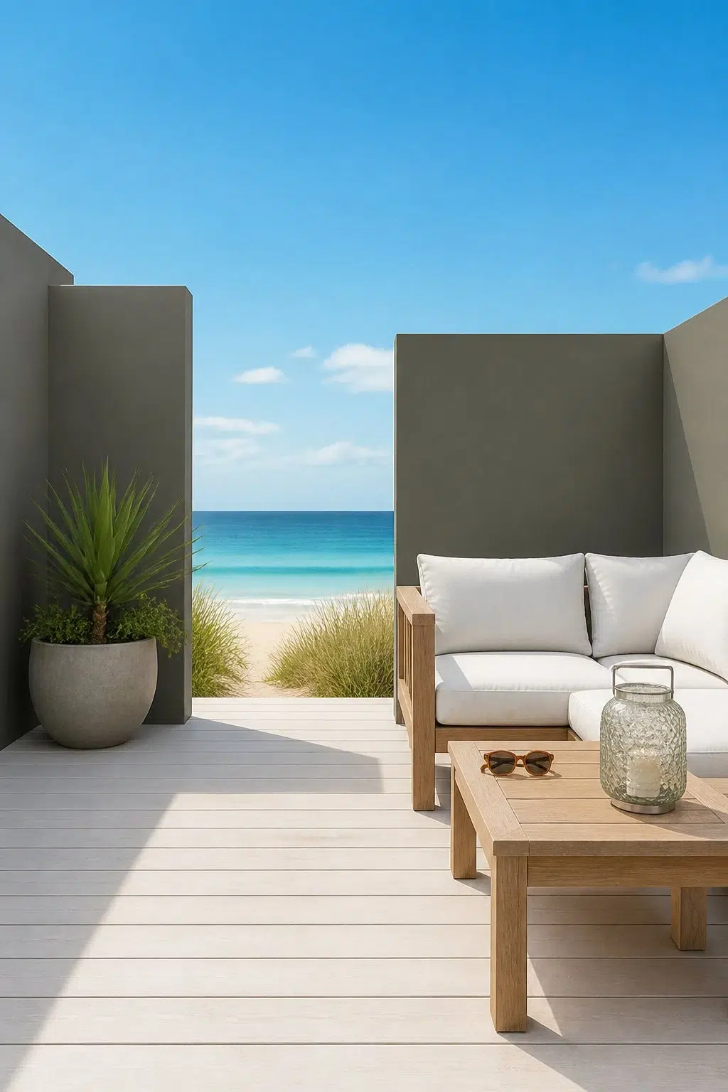 coastal patio featuring Braintree by Sherwin-Williams