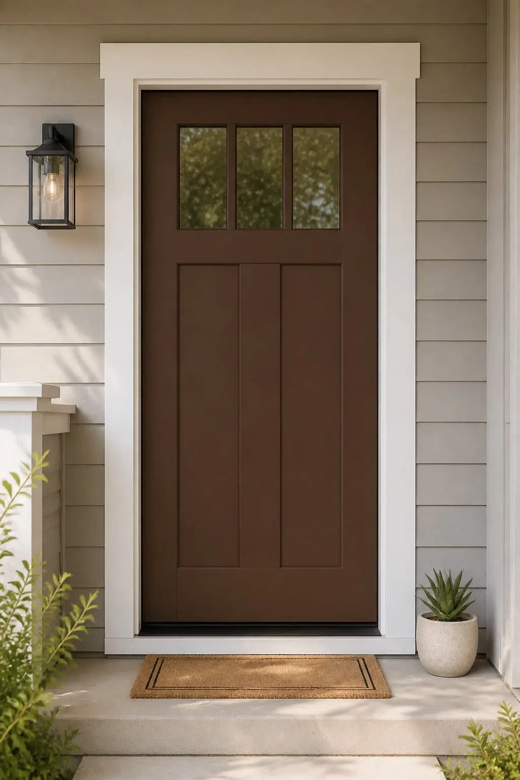 minimalist front door featuring Bramble Bush by Sherwin-Williams