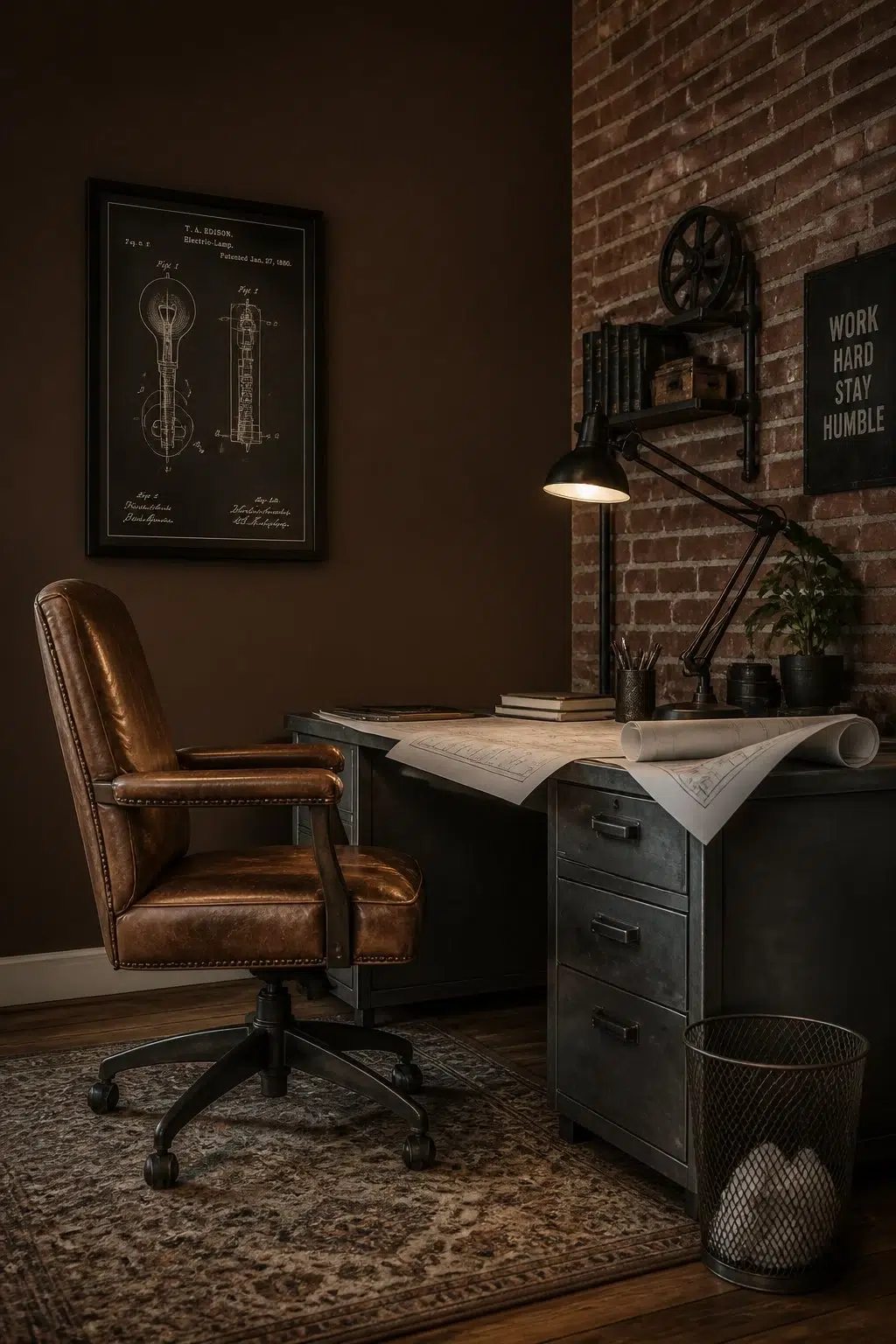 Sherwin-Williams Bramble Bush in a industrial home office