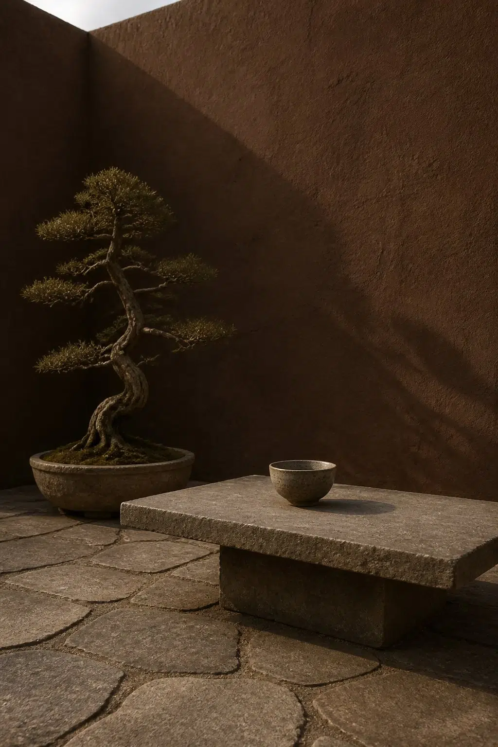 wabi-sabi patio featuring Bramble Bush by Sherwin-Williams