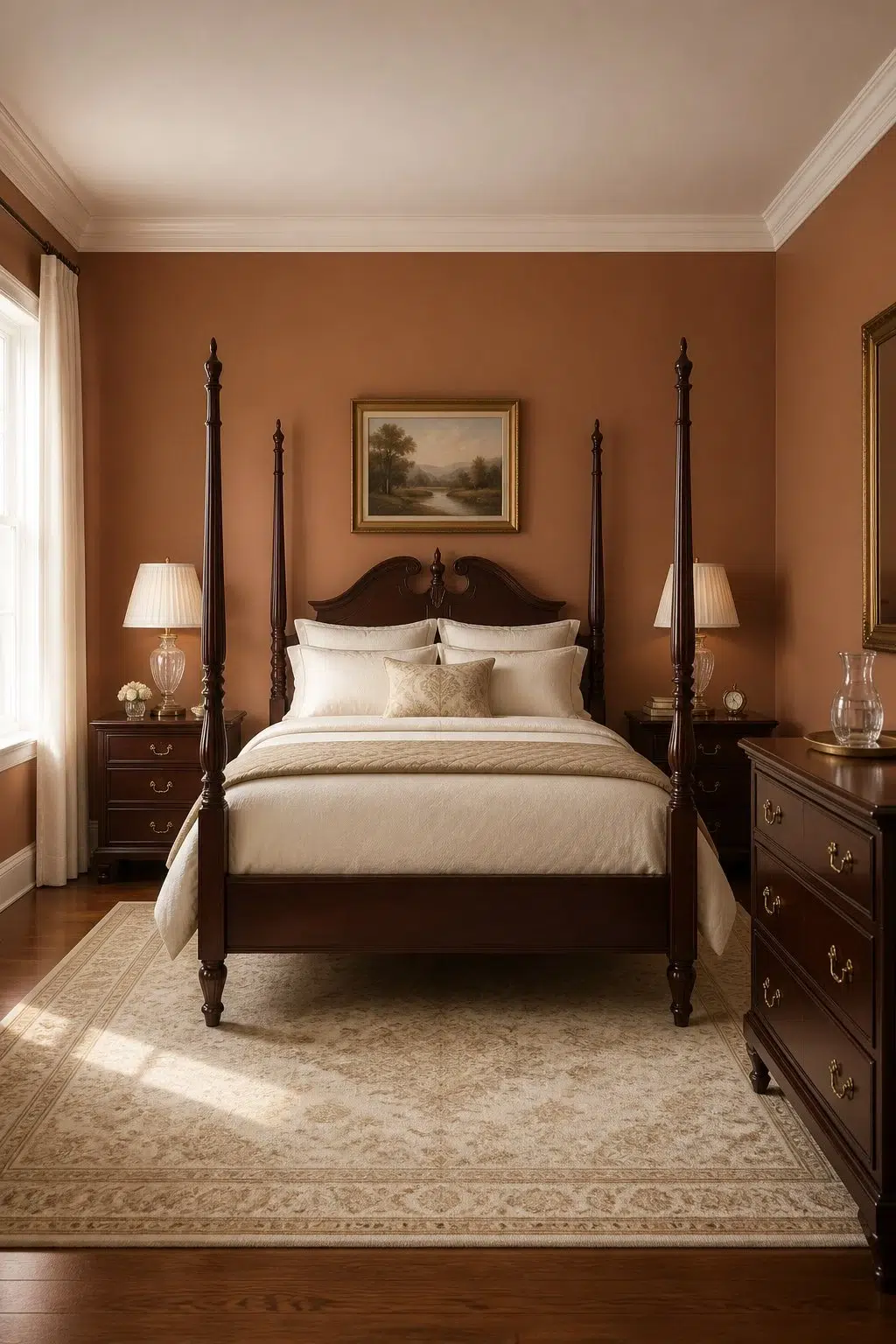 A traditional bedroom painted in Brandywine