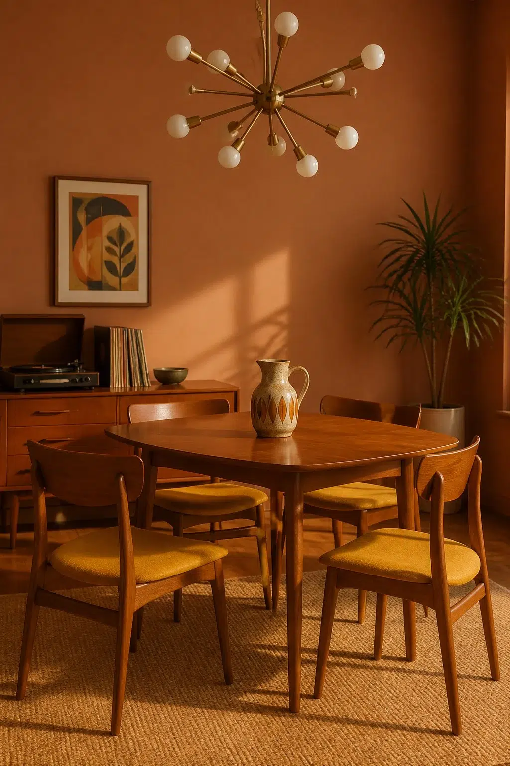 Brandywine paint in a mid century dining room