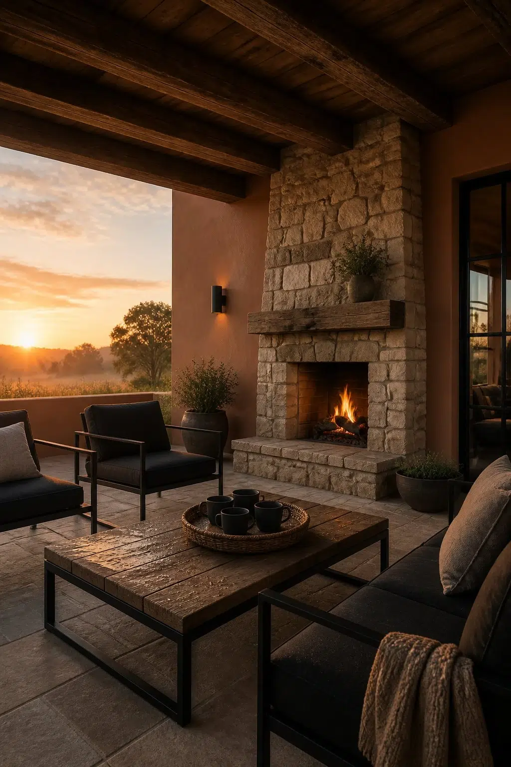 rustic modern patio featuring Brandywine by Sherwin-Williams