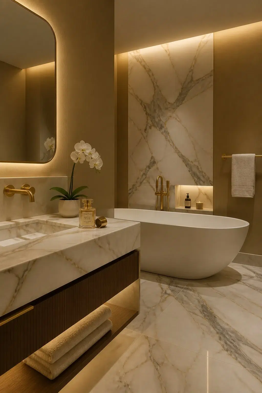 Brassy — modern luxury bathroom