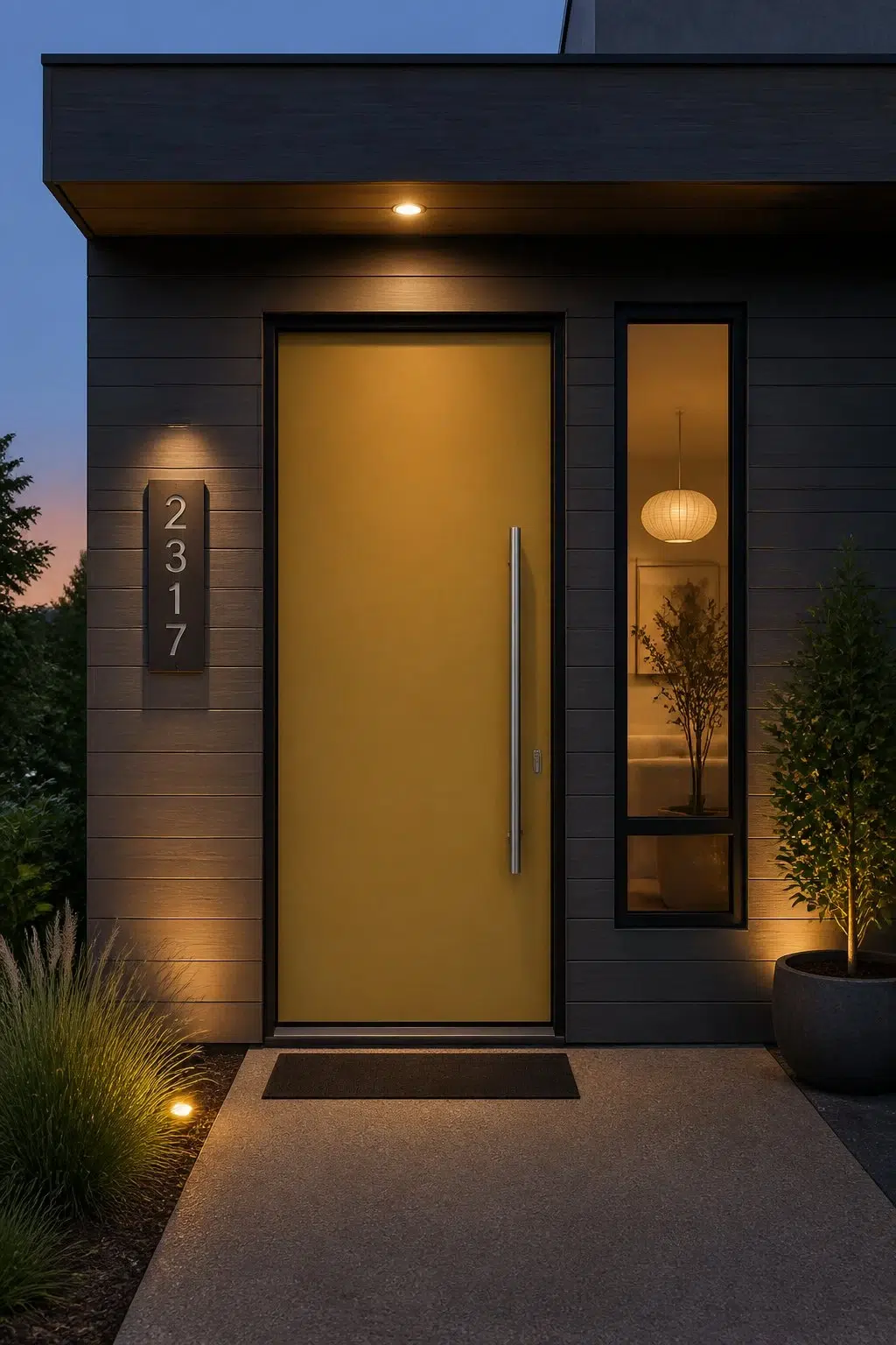 stylish front door featuring Brassy by Sherwin-Williams