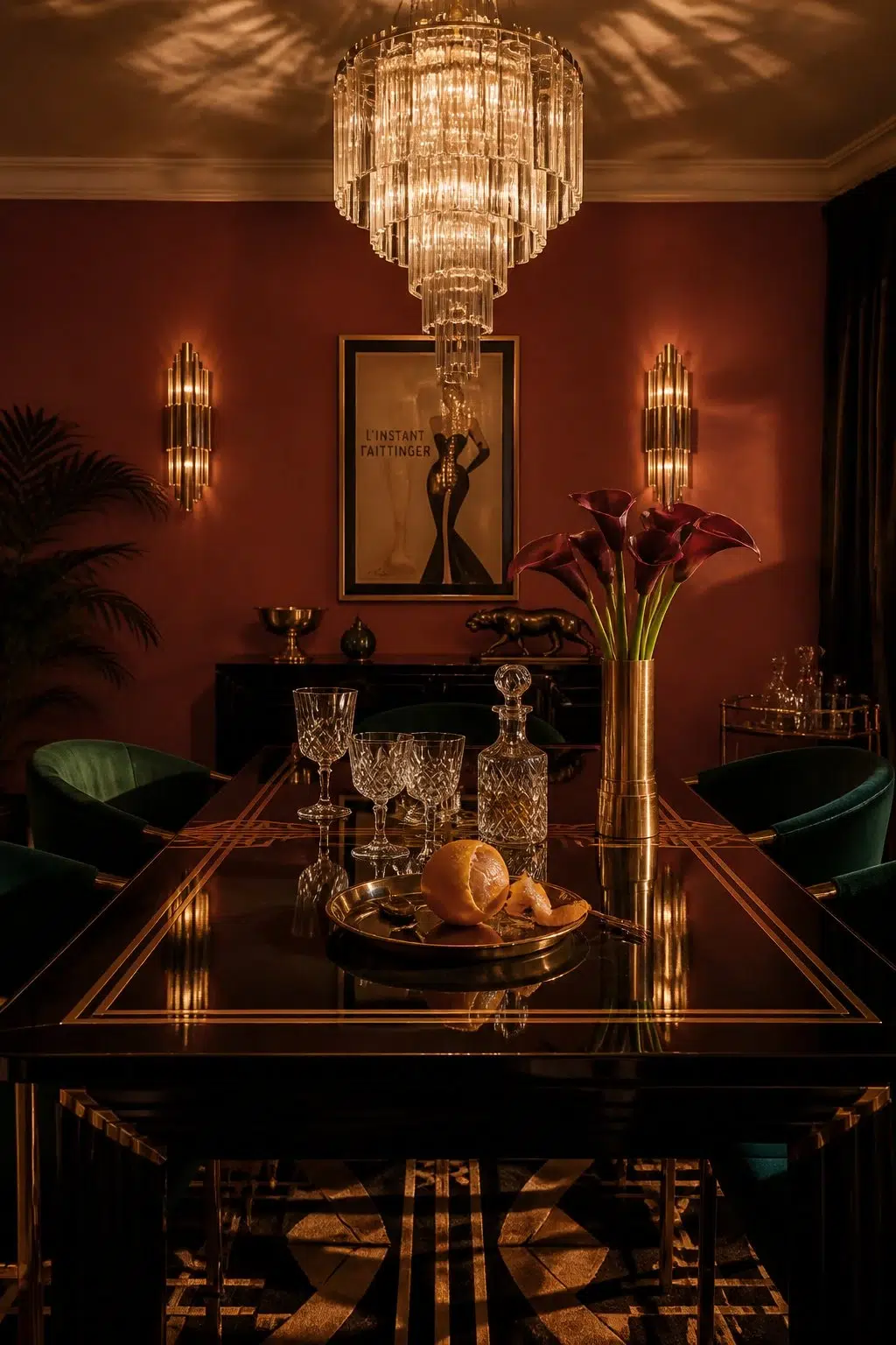 Bravado Red paint in a art deco dining room