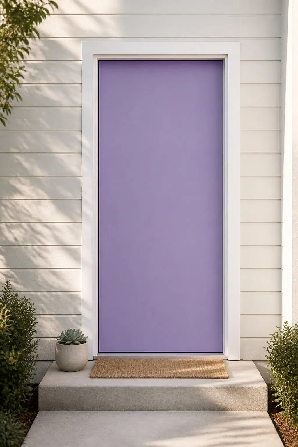 minimalist front door featuring Brave Purple by Sherwin-Williams