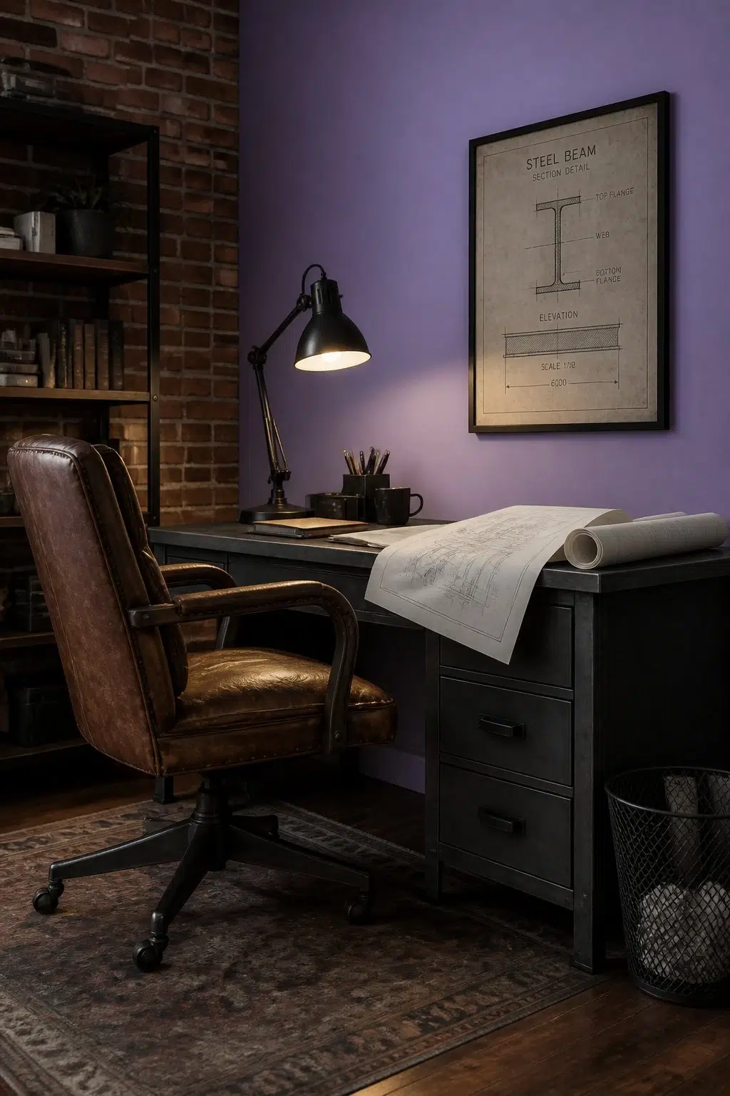 Brave Purple — industrial home office