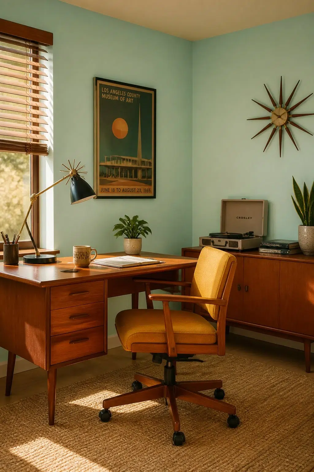 Sherwin-Williams Breaktime in a mid century home office