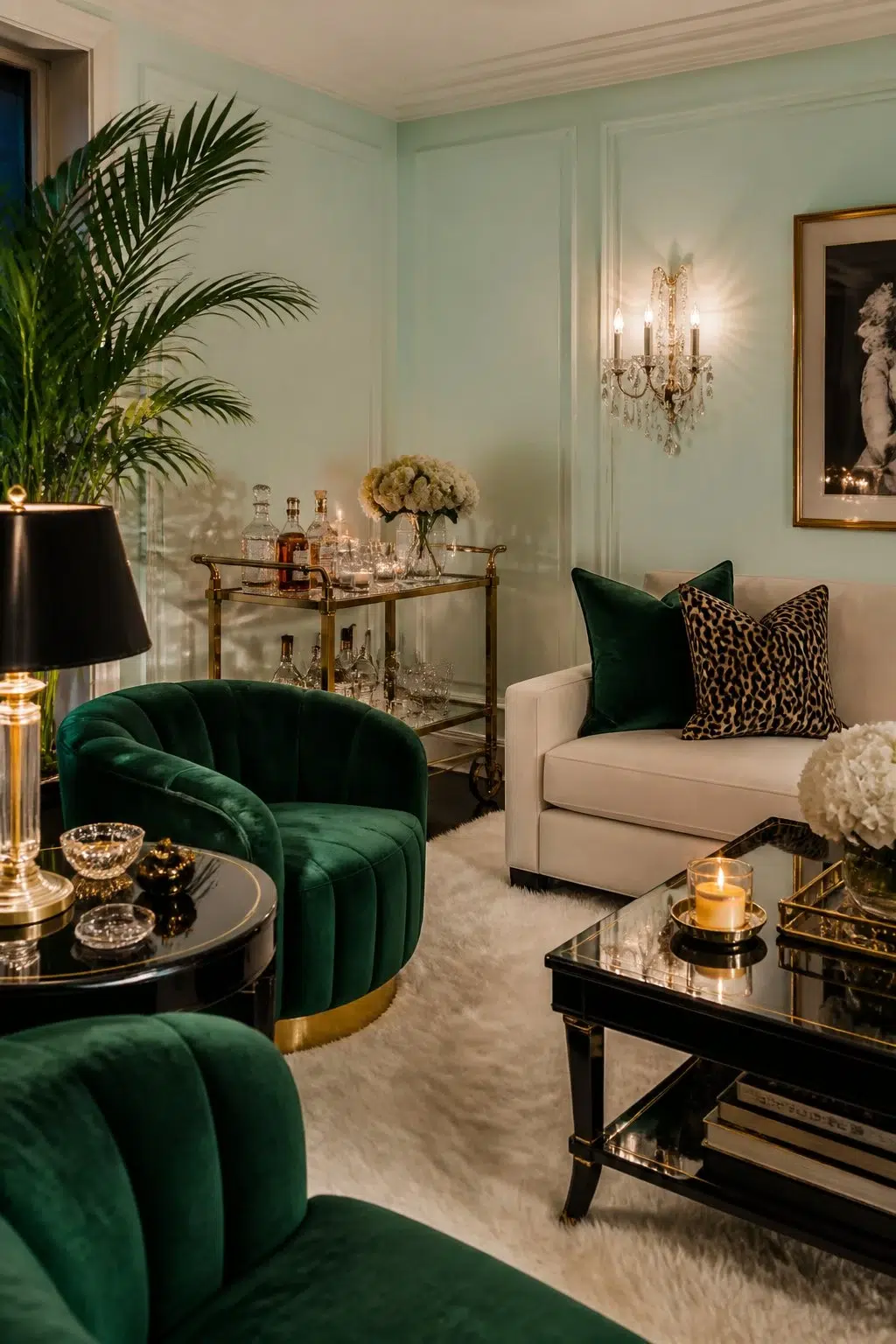 A hollywood regency living room painted in Breaktime