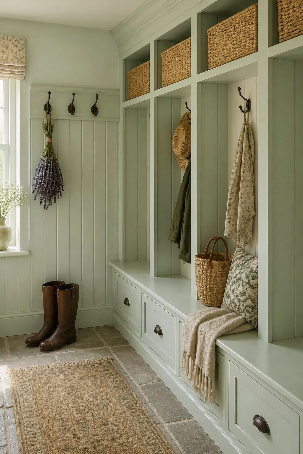 Breaktime paint in a cottagecore mudroom