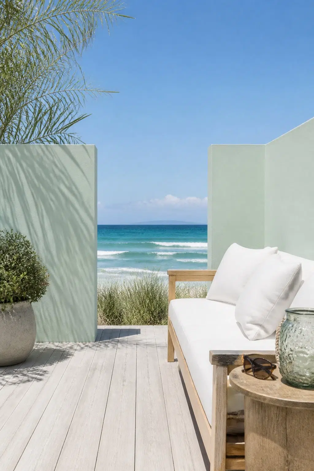 coastal patio featuring Breaktime by Sherwin-Williams