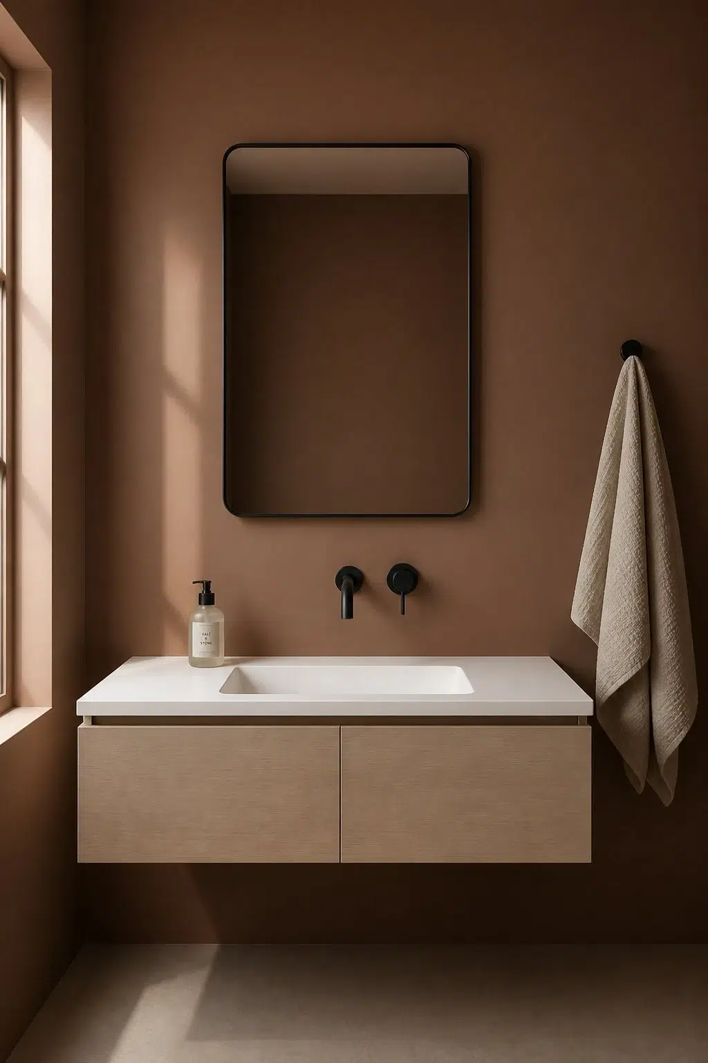 Brevity Brown — minimalist bathroom