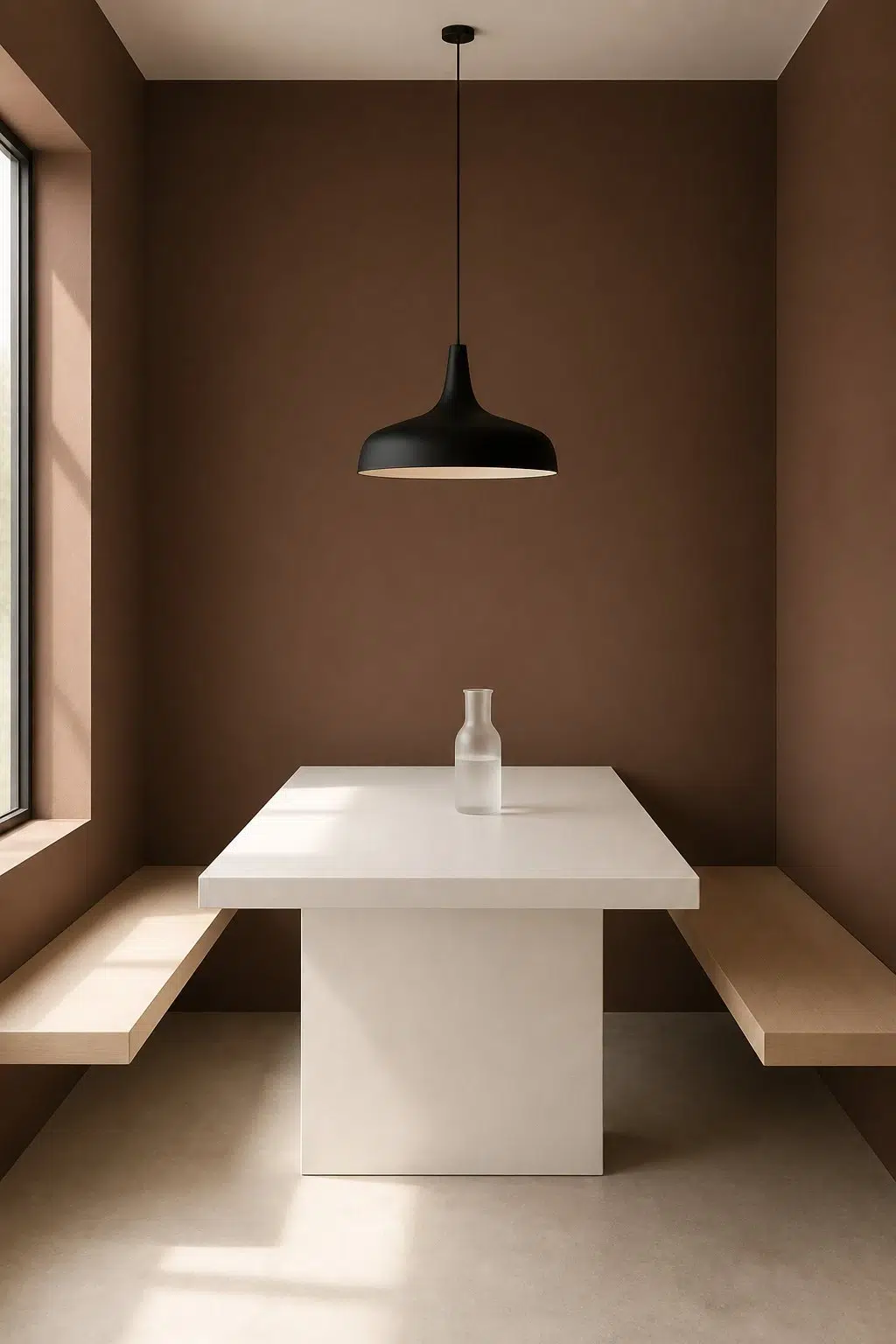 Brevity Brown paint in a minimalist dining room