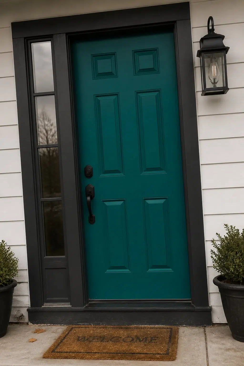 bold front door featuring Bridgeport by Sherwin-Williams