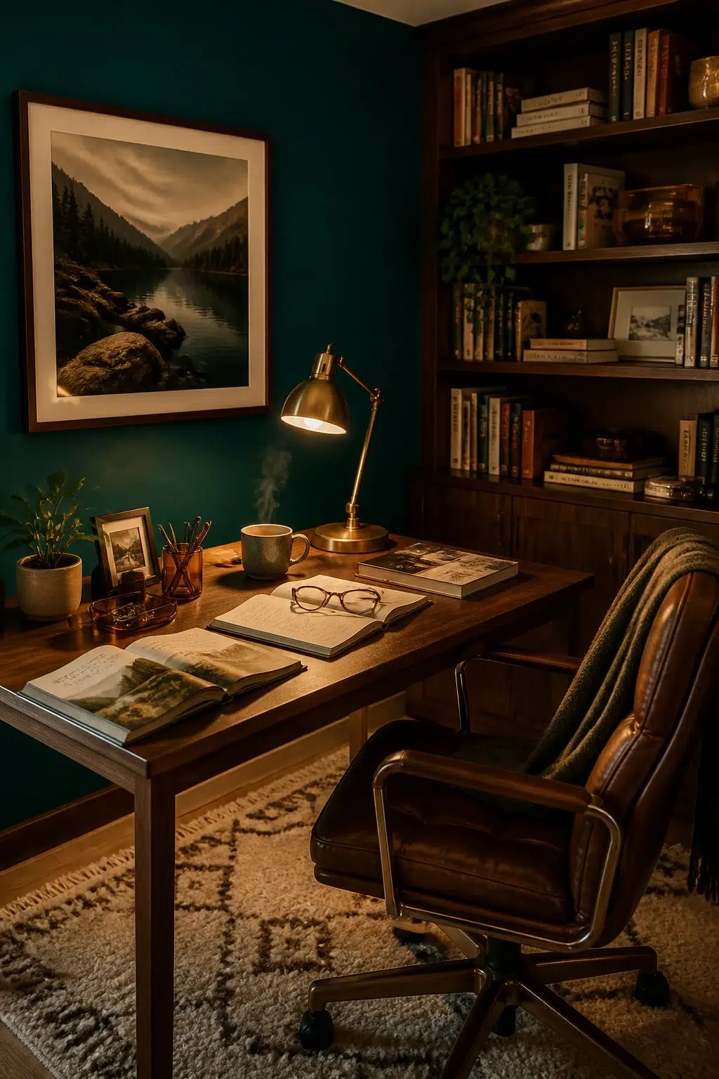 Sherwin-Williams Bridgeport in a warm home office