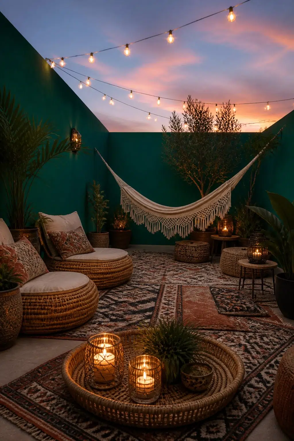 boho patio featuring Bridgeport by Sherwin-Williams