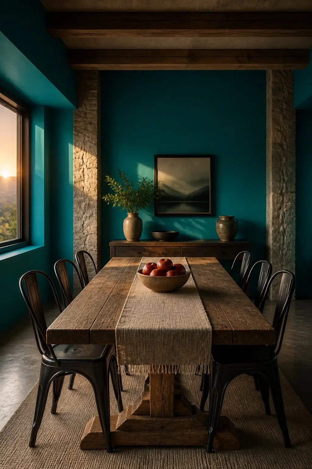 Briny paint in a rustic modern dining room
