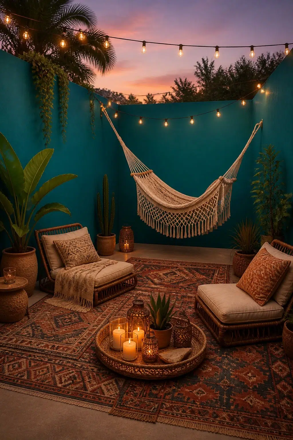Sherwin-Williams Briny in a boho patio