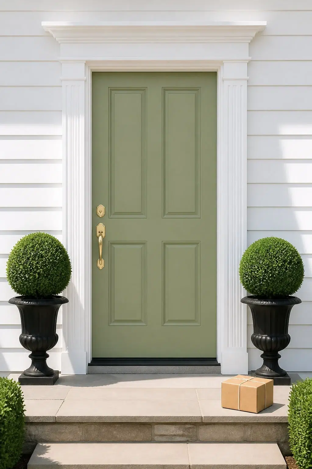 classy front door featuring Broccoflower by Sherwin-Williams