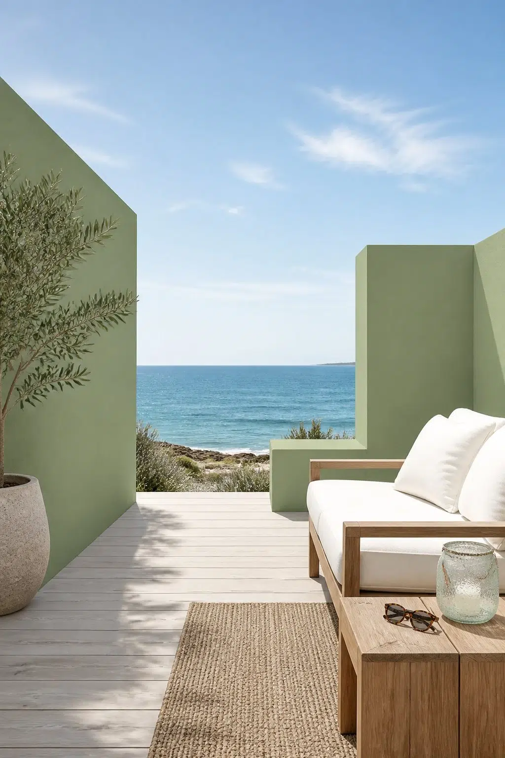 coastal patio featuring Broccoflower by Sherwin-Williams