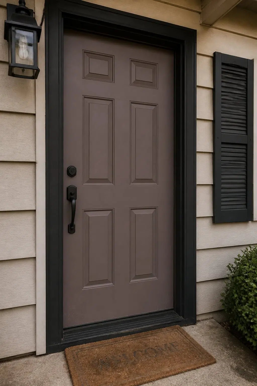 bold front door featuring Browse Brown by Sherwin-Williams
