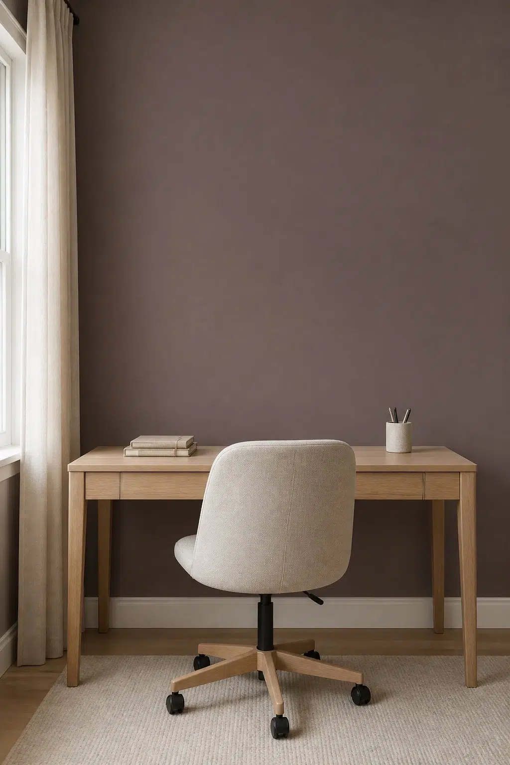 Sherwin-Williams Browse Brown in a neutral home office