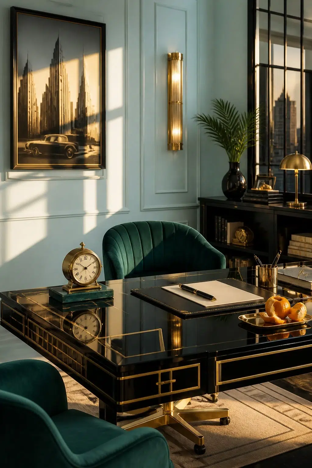 Sherwin-Williams Bubble in a art deco home office