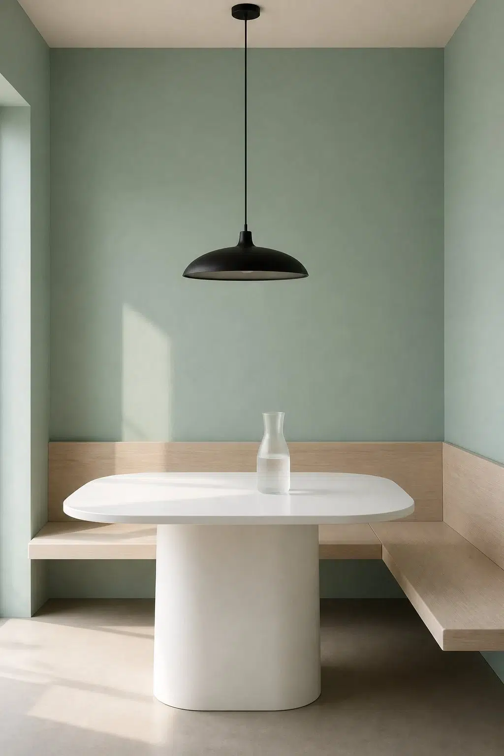Burma Jade paint in a minimalist dining room