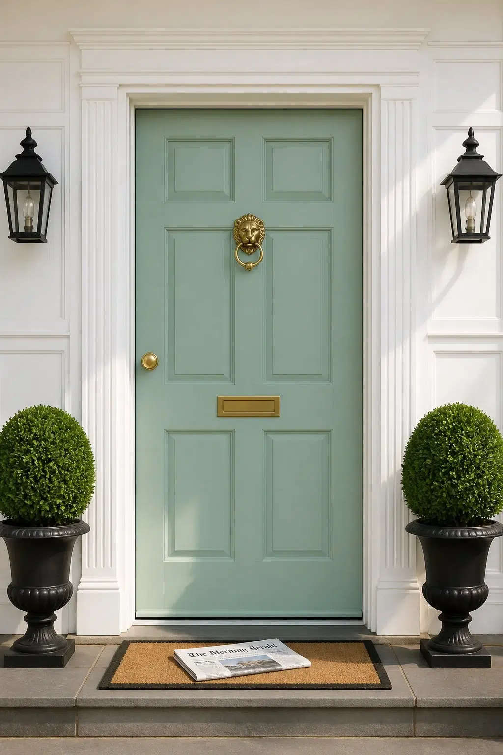 traditional front door featuring Burma Jade by Sherwin-Williams