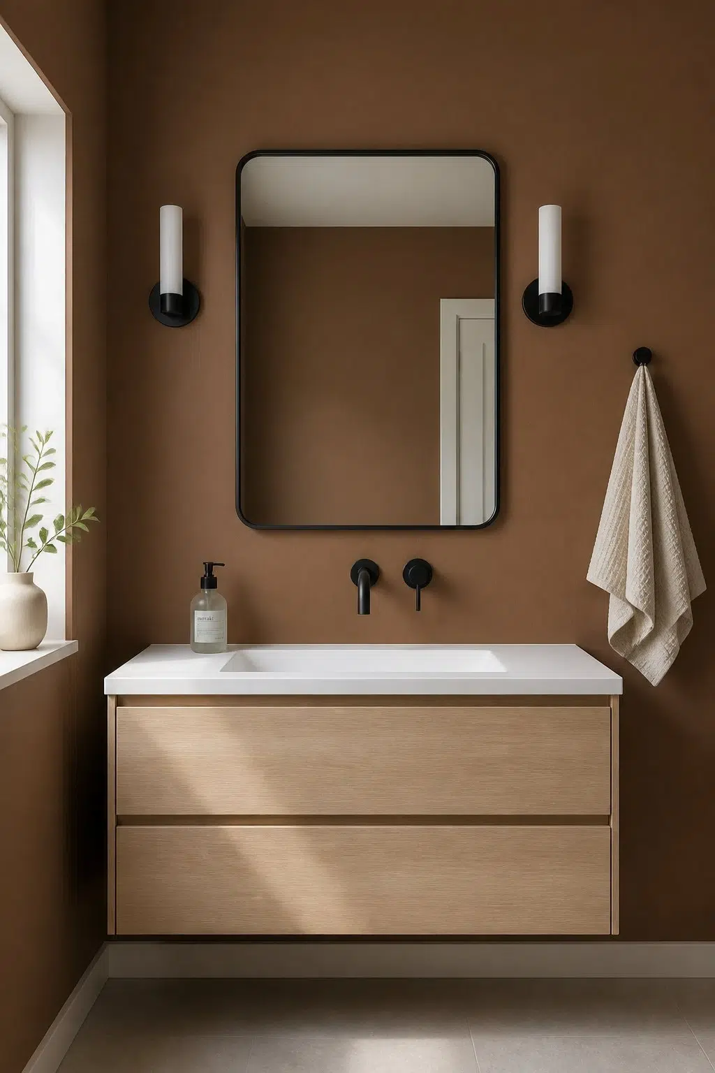 Burnished Brandy — minimalist bathroom
