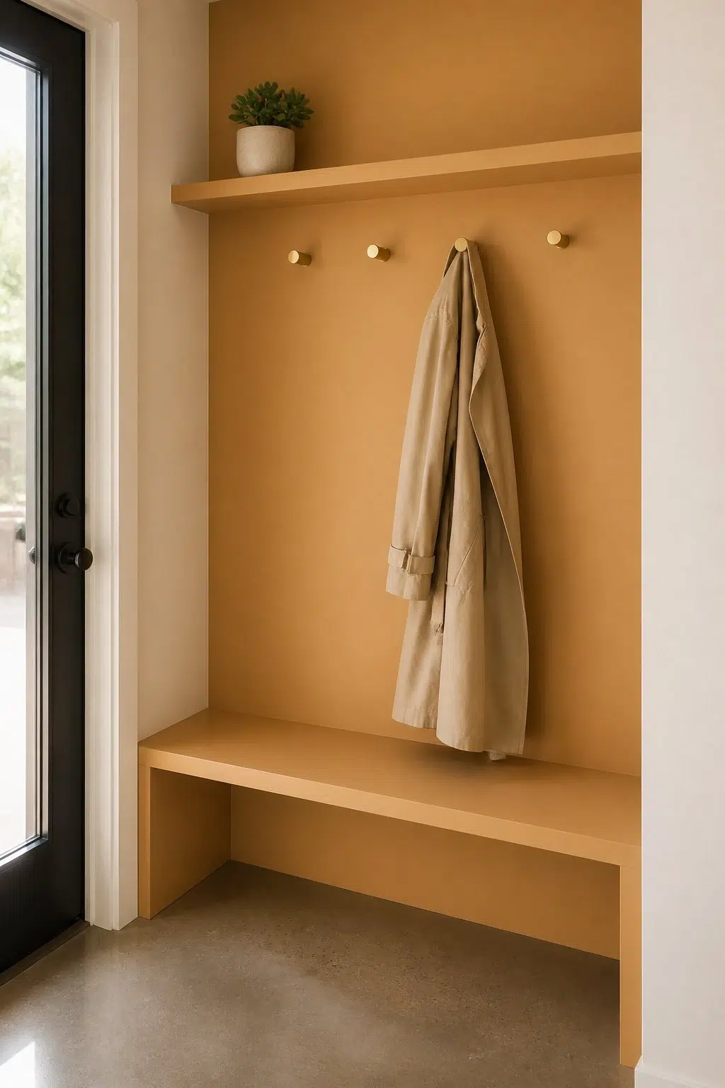 Butternut paint in a tiny mudroom