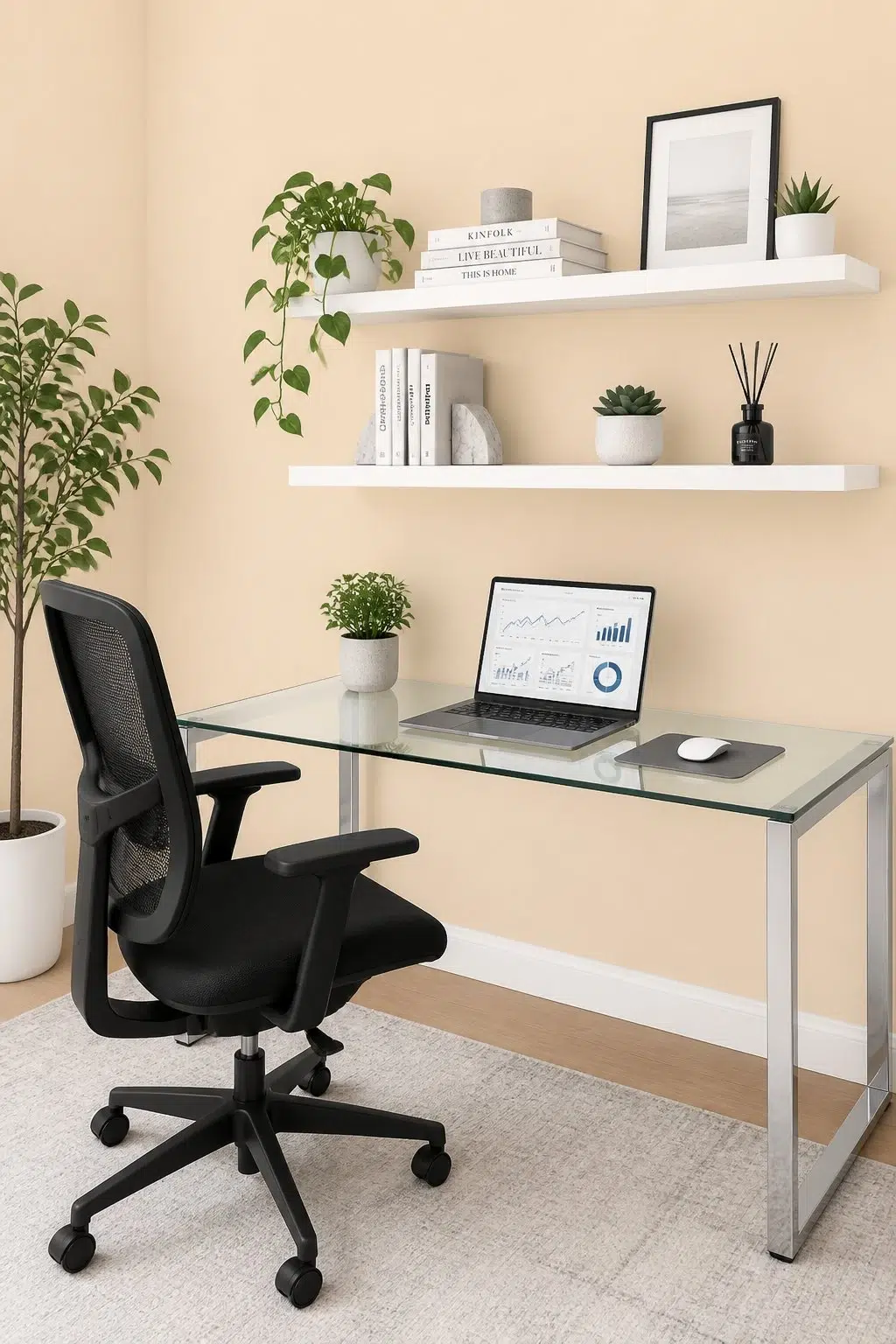 Sherwin-Williams Cachet Cream in a contemporary home office