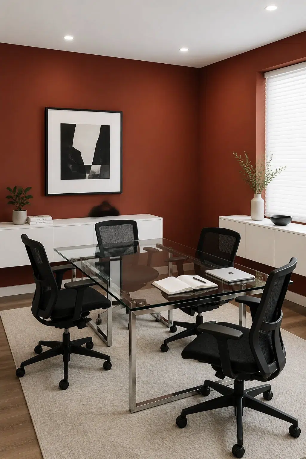 Cajun Red paint in a contemporary dining room