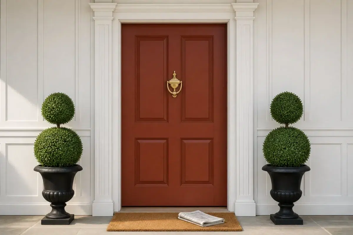 Cajun Red paint color — Front Door (Traditional)