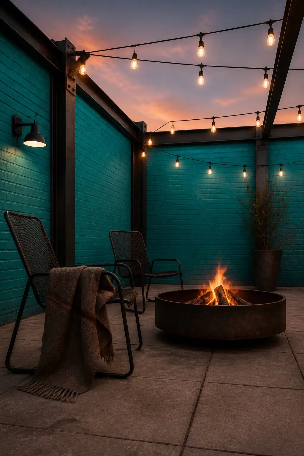 industrial patio featuring Calypso by Sherwin-Williams