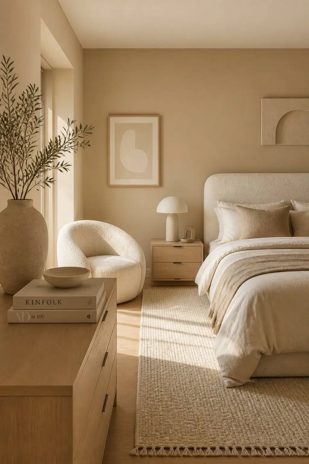 A organic modern bedroom painted in Camelback