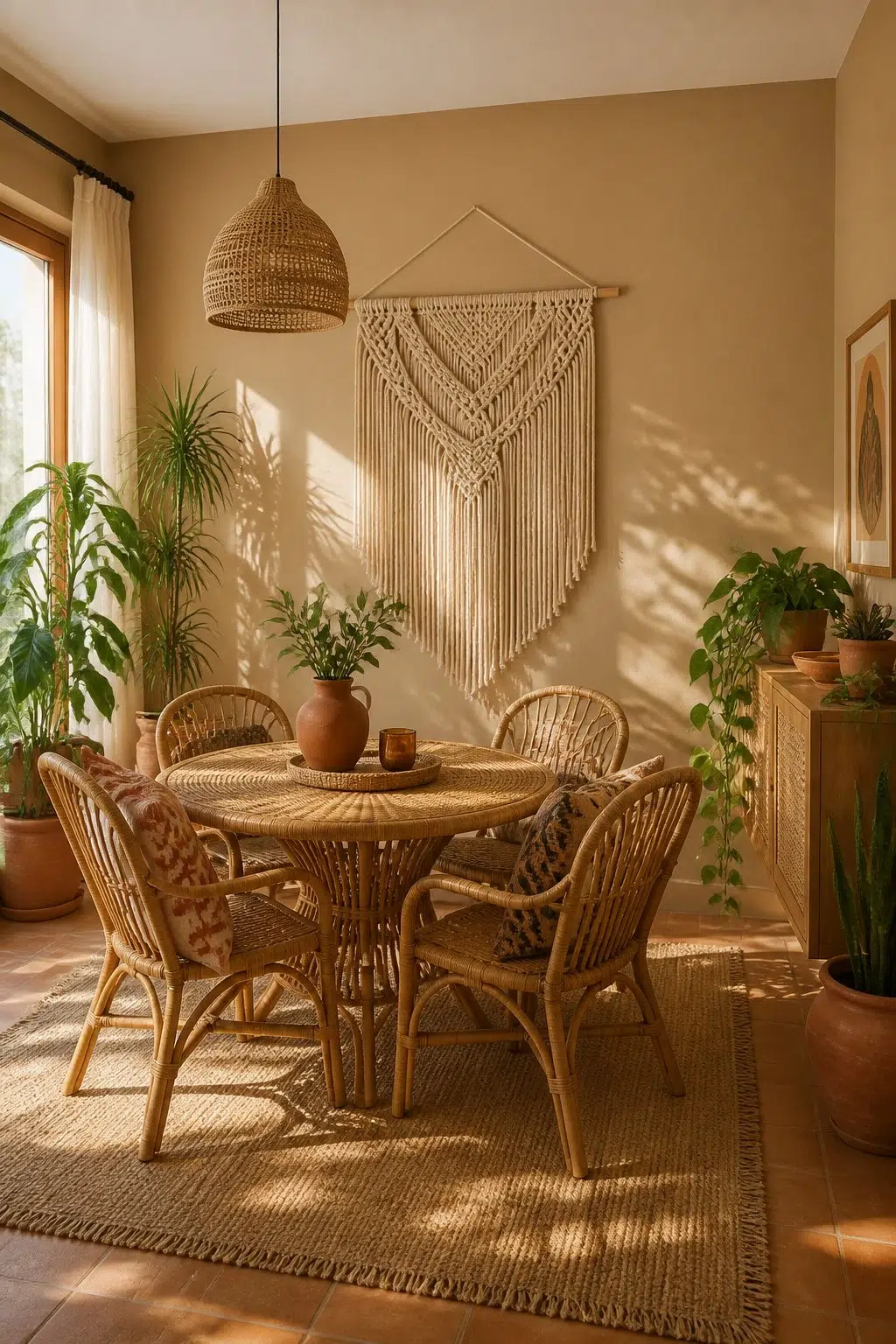 Camelback paint in a boho dining room
