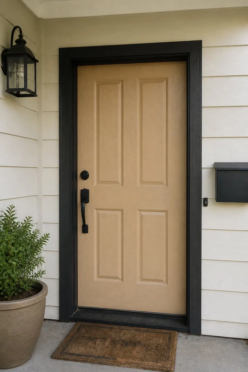 bold front door featuring Camelback by Sherwin-Williams