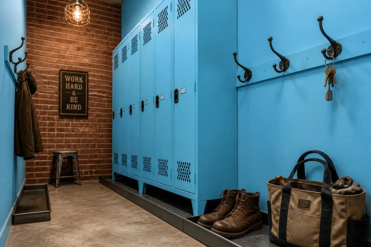 Candid Blue paint color — Mudroom (Industrial)