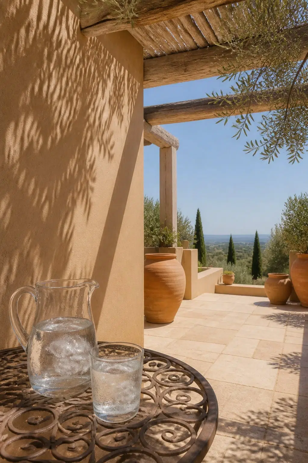 mediterranean patio featuring Canoe by Sherwin-Williams