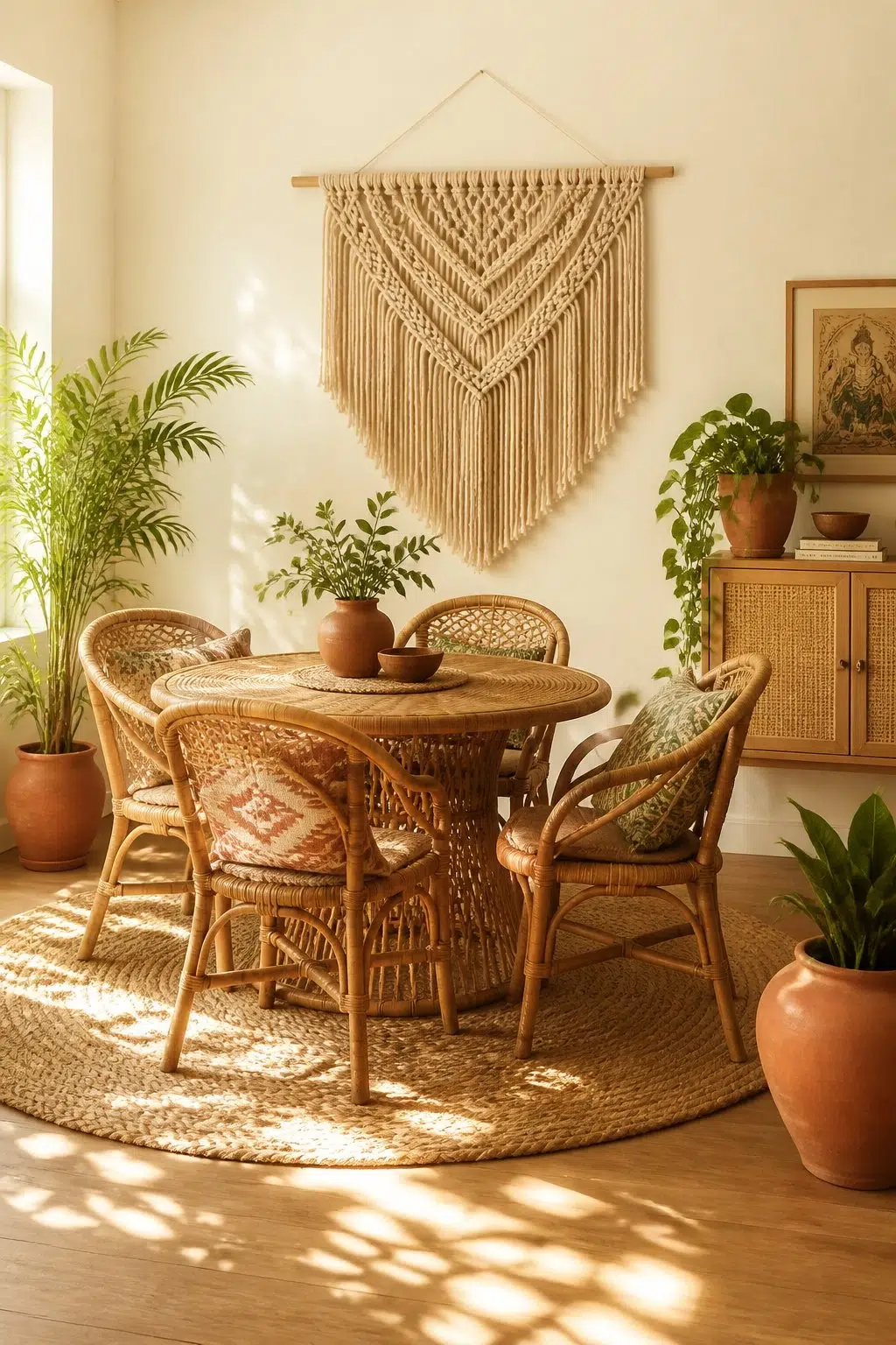 Carambola paint in a boho dining room