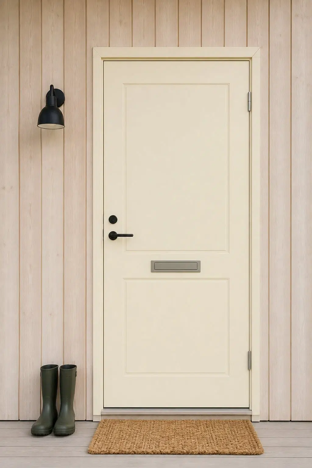 scandinavian front door featuring Carambola by Sherwin-Williams