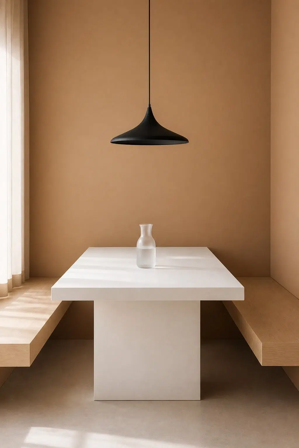 Caramelized paint in a minimalist dining room